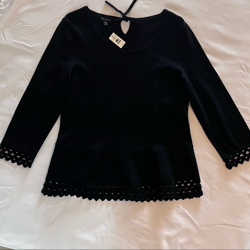 NWT Talbots 3/4 Sleeve Scalloped Trim Sweater Sz Medium